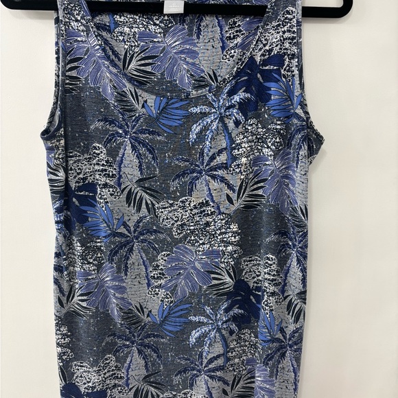 Chico's Tops - Chico's Blue and Gray Palm-Print Sleeveless Tank. Hardly worn